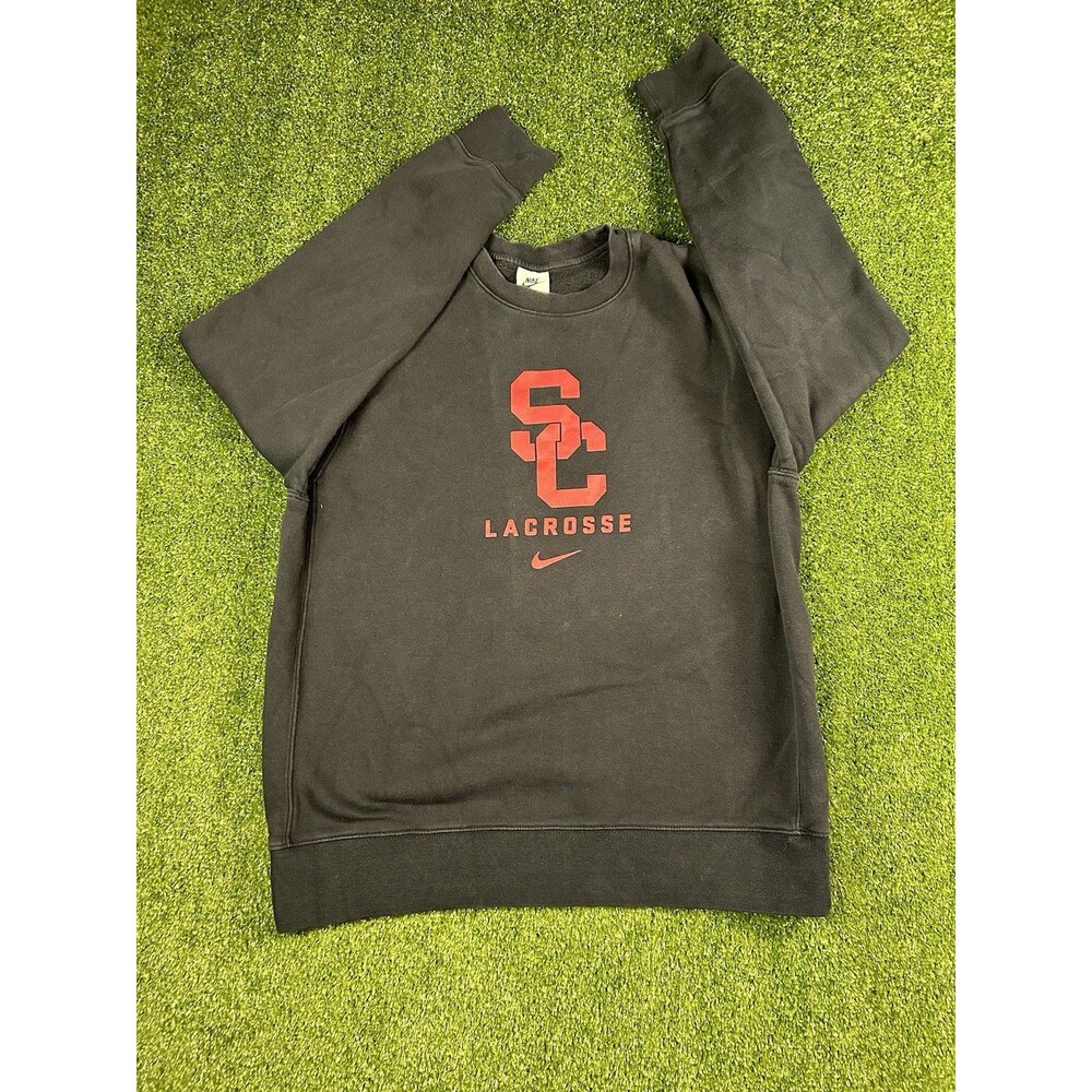 Nike USC Trojans Sweater Men M Black  Fleece Lined Soft Pullover NCAA Football
